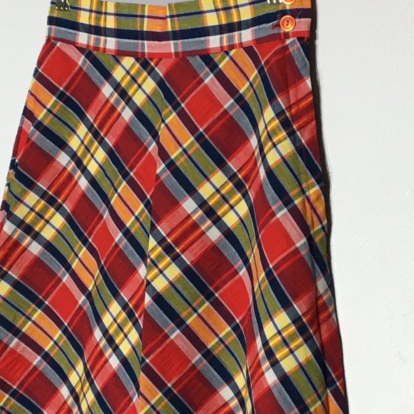 Vintage 60s 70s Plaid Maxi Skirt, Red Blue Plaid A Line Skirt, Hippie Academia - Picture 10 of 14